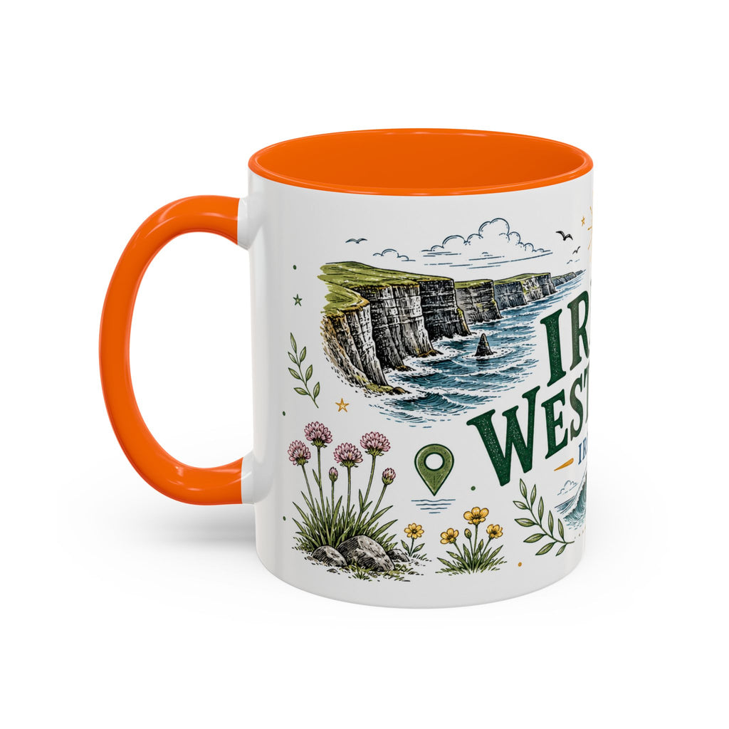 Irish West Coast Coffee Mug | Travel Destination Souvenir Gift | Accent Color Ceramic 11oz 15oz
