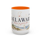 Delaware State Map Mug | Botanical Beach Accent Coffee Cup (11oz/15oz)