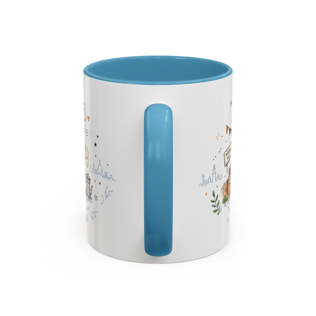 New Delhi Coffee Mug | India Souvenir Travel Gift | Accent Color Ceramic 11oz 15oz