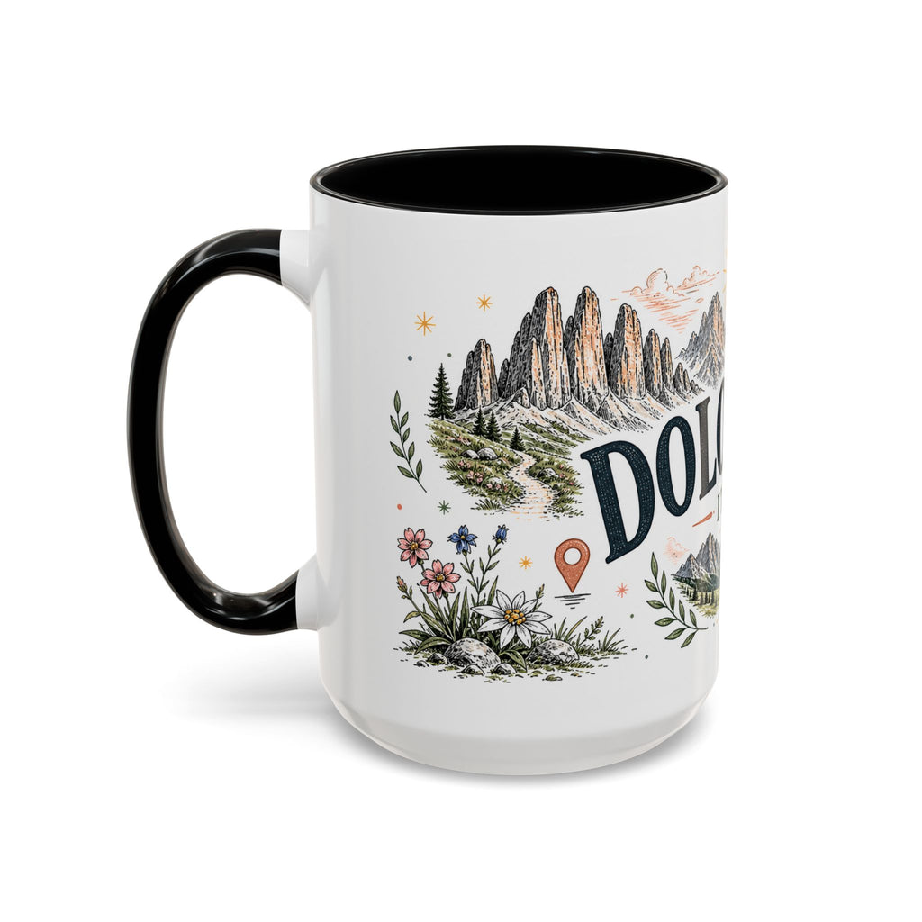 Dolomites Coffee Mug | Travel Destination Souvenir Gift | Accent Color Ceramic 11oz 15oz