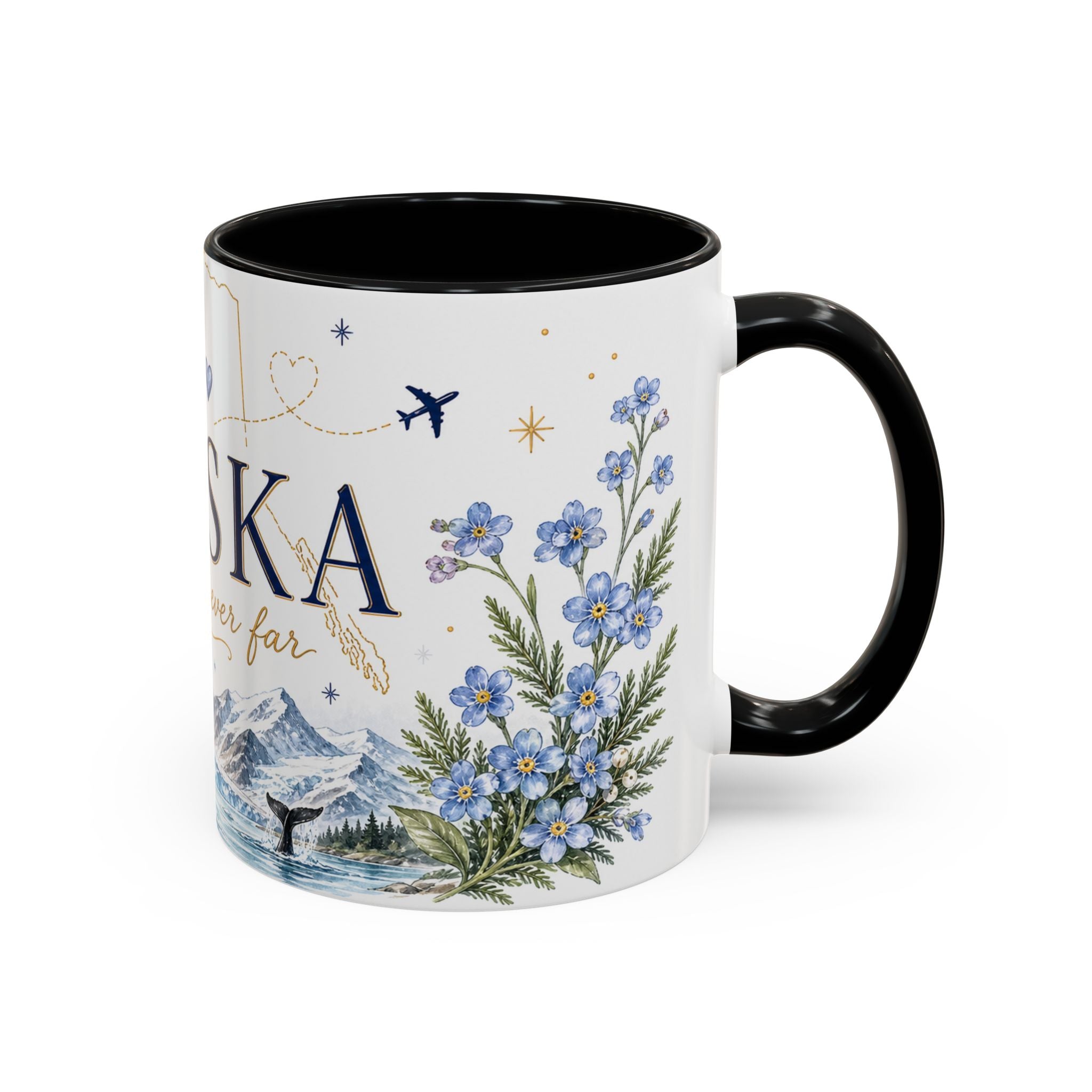 Alaska State Map Mug | Northern Lights, Mountains, Glaciers | Moving Away Gift