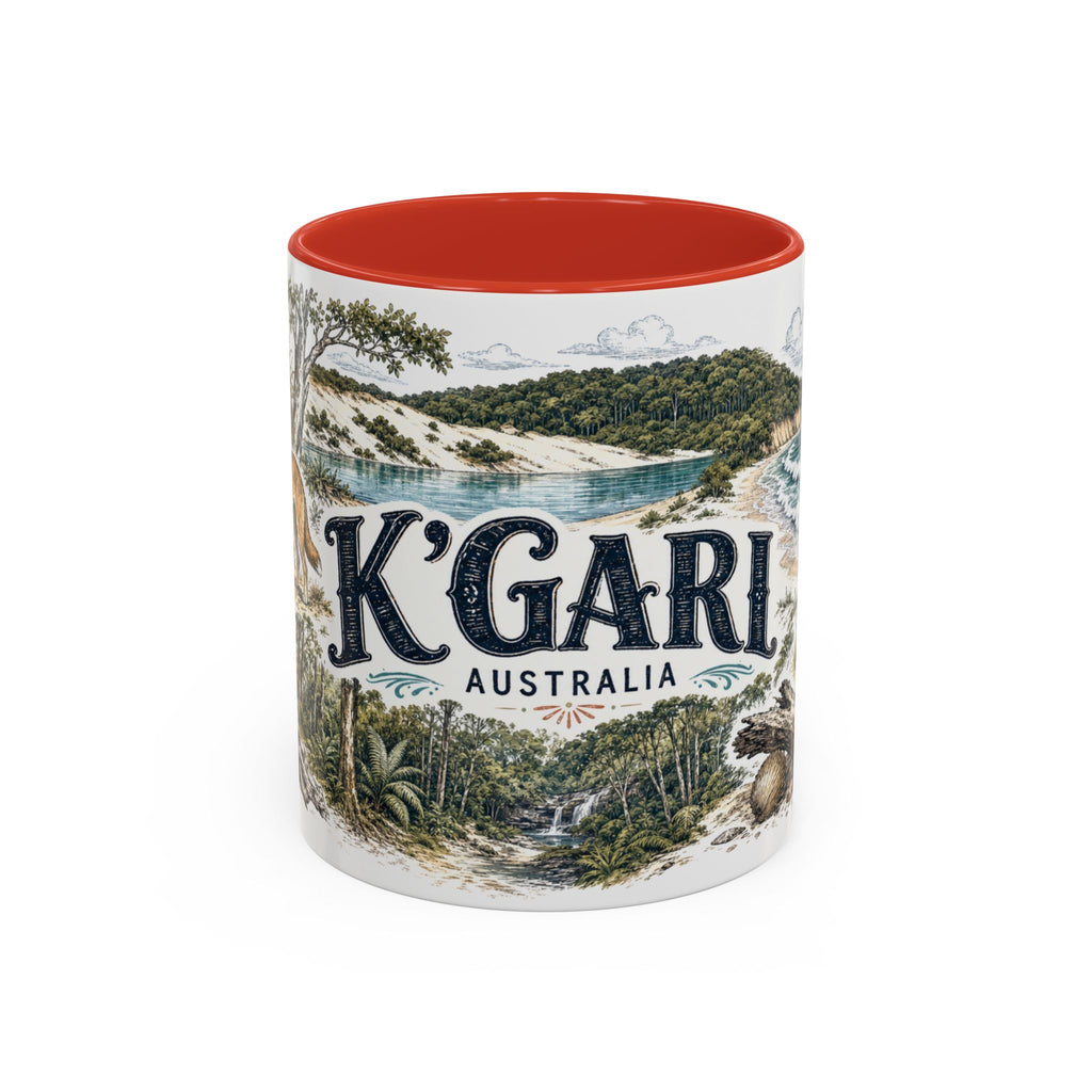 K'gari Mug, Australia Travel Souvenir, Bucket List Gift, Accent Ceramic Coffee Mug 11oz 15oz