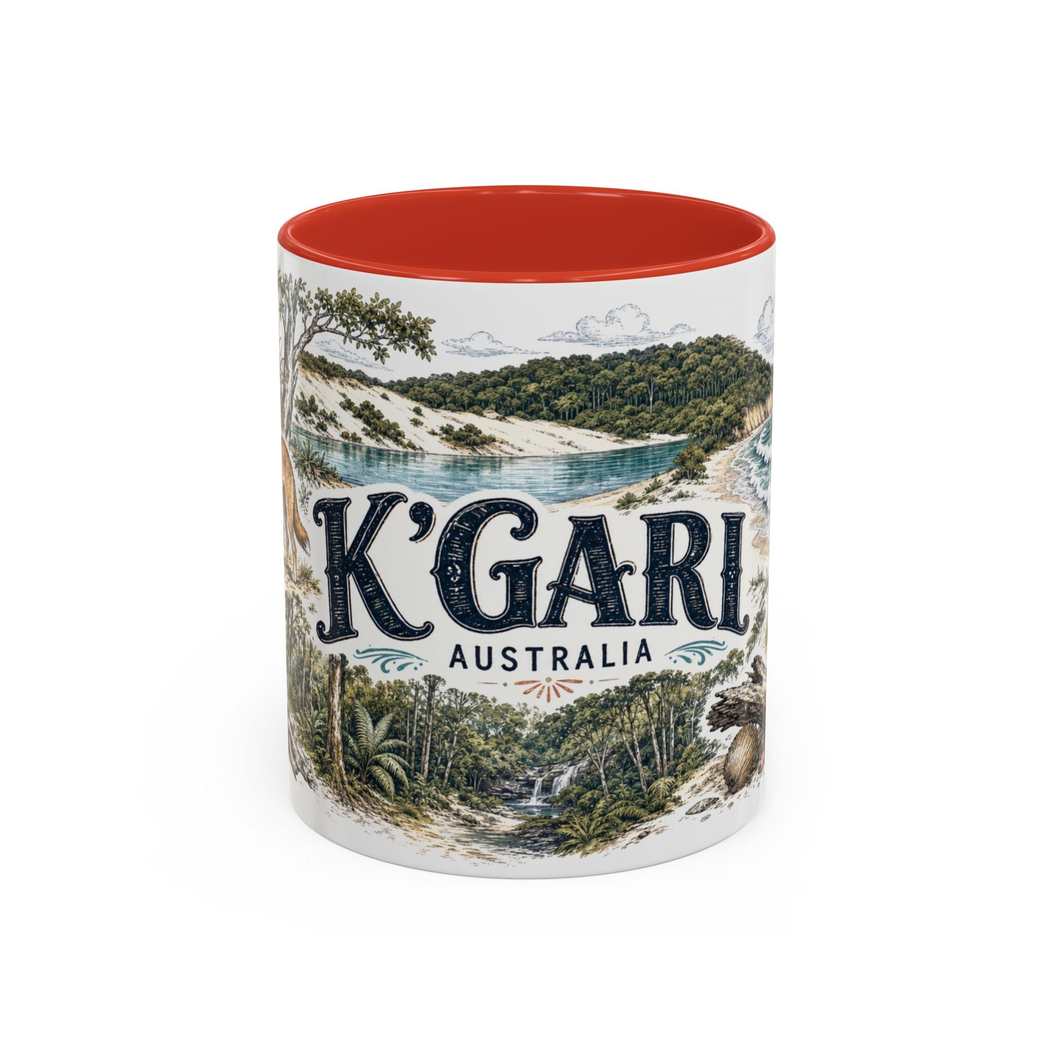 K'gari Mug, Australia Travel Souvenir, Bucket List Gift, Accent Ceramic Coffee Mug 11oz 15oz