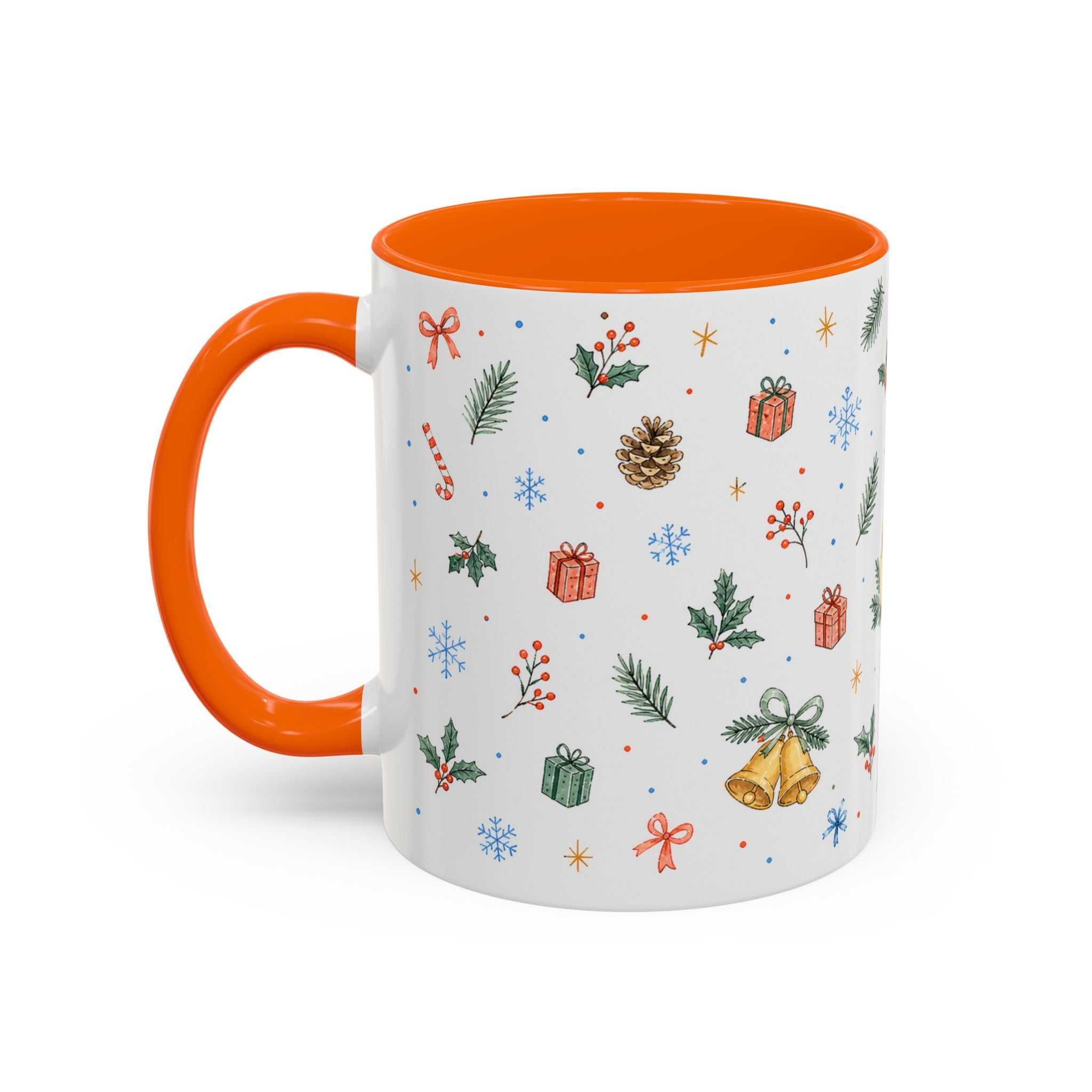 Christmas Candle Mug | Holly Wreath Watercolor Holiday Gift | Accent Cup 11oz 15oz