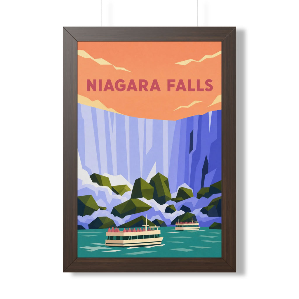 Niagara Falls Canada Framed Poster | Vintage Travel Wall Art | Black Walnut White Frame | 16x24 20x30