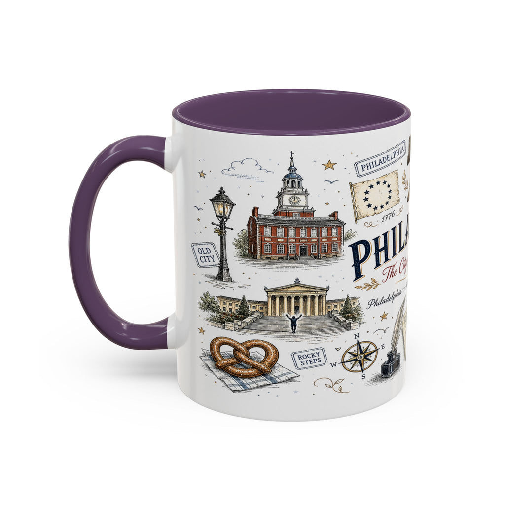 Philadelphia Coffee Mug | Pennsylvania Souvenir City Gift | Accent Color Ceramic 11oz 15oz