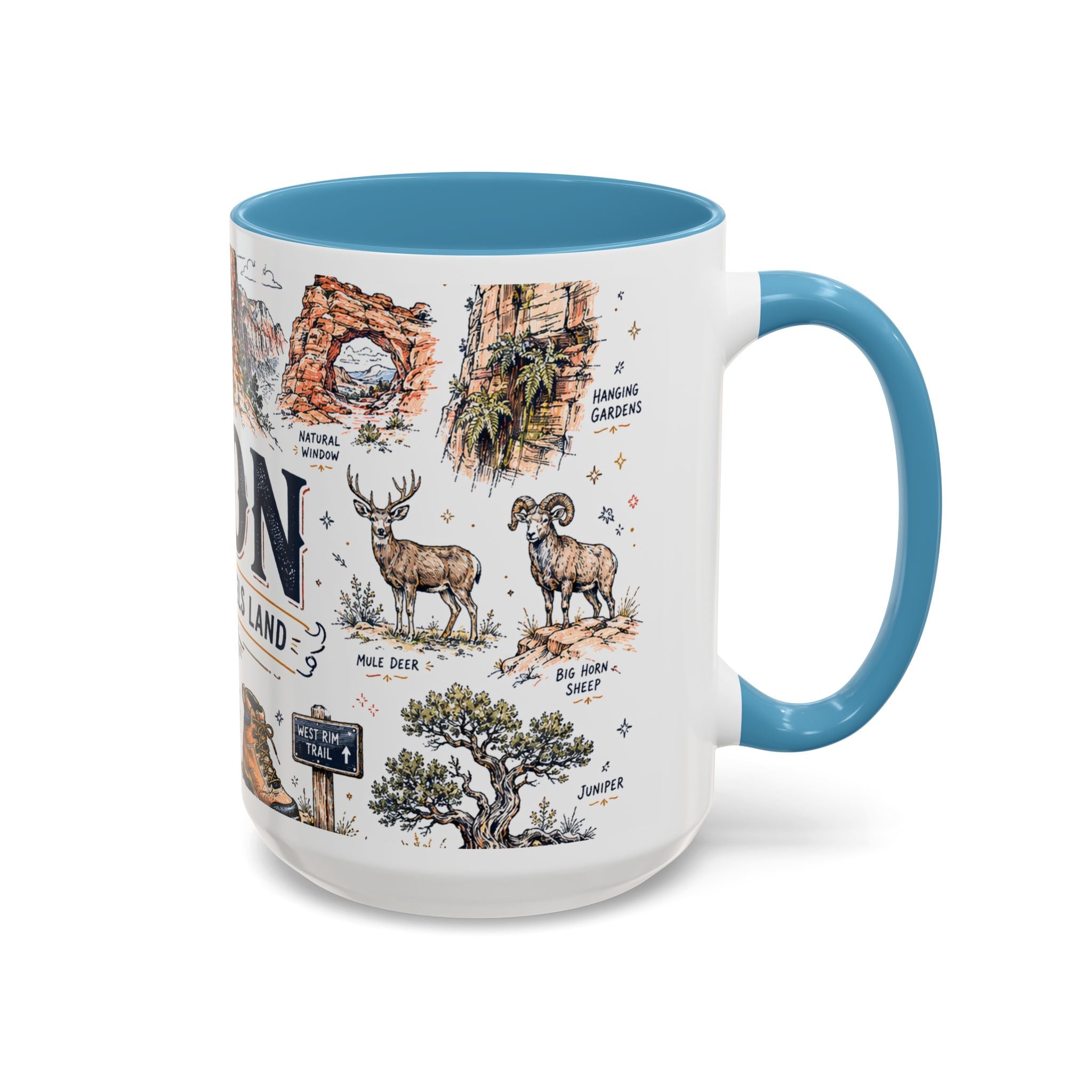 Zion National Park Coffee Mug | Hiking Camping Nature Gift | Accent Color Ceramic 11oz 15oz