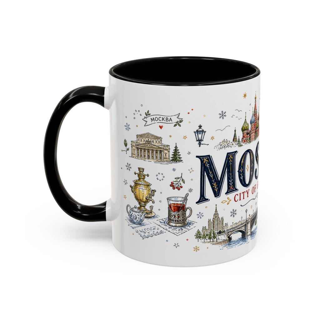 Moscow Coffee Mug | Russia Souvenir Travel Gift | Accent Color Ceramic 11oz 15oz