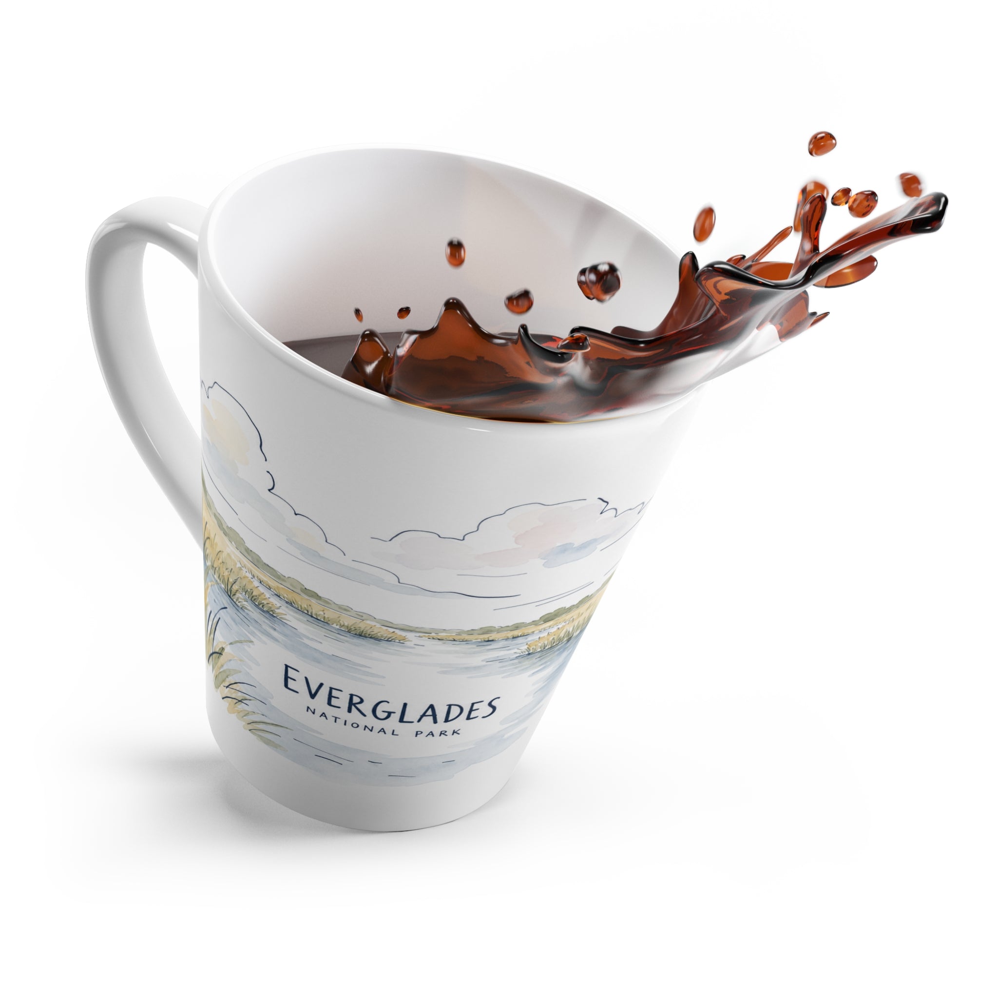 Everglades National Park Latte Mug | Pastel Watercolor Nature Coffee Cup | 12 oz Travel Souvenir Gift
