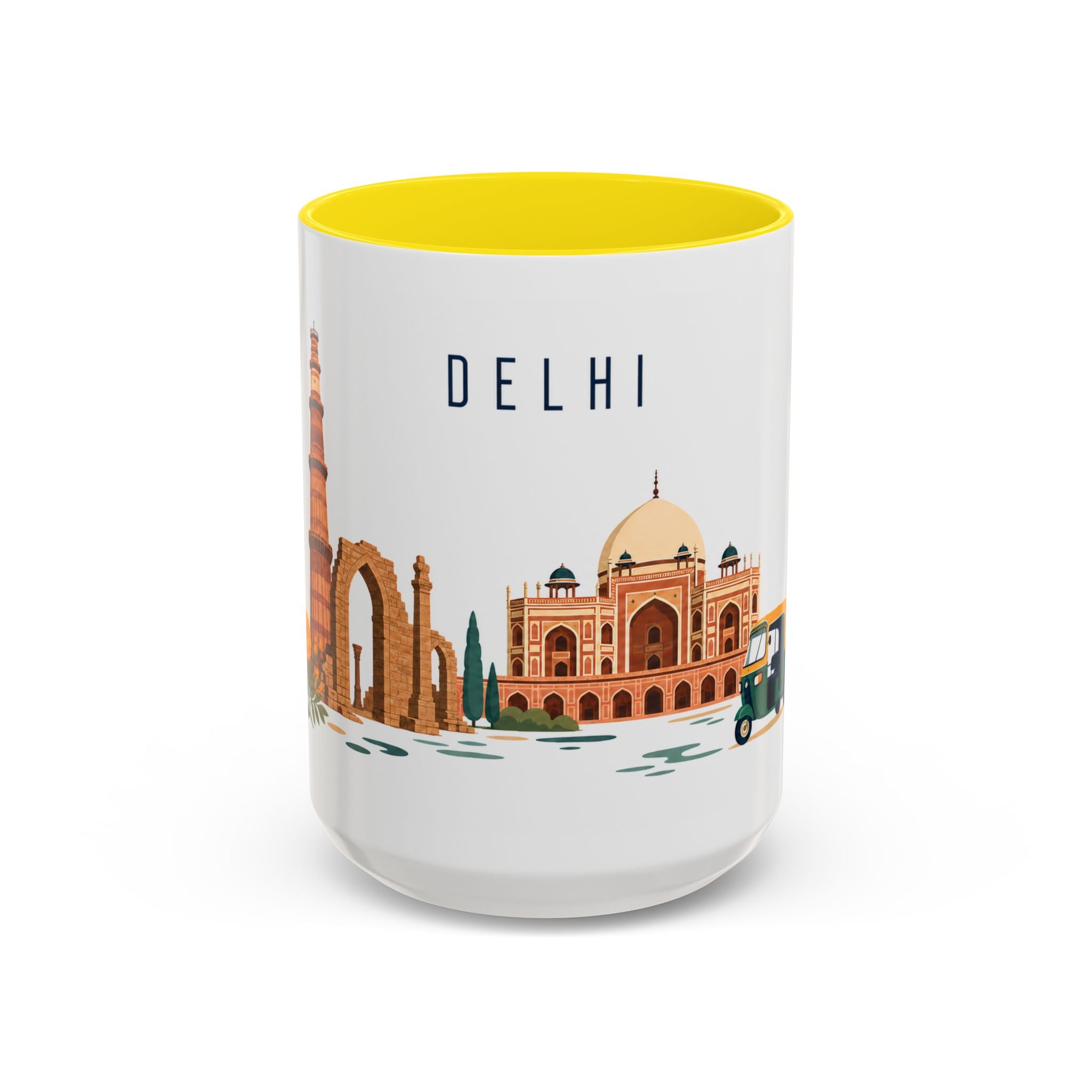 Delhi Coffee Mug | India Travel Souvenir | Porcelain Decal City Gift | 11oz 15oz Accent Mug