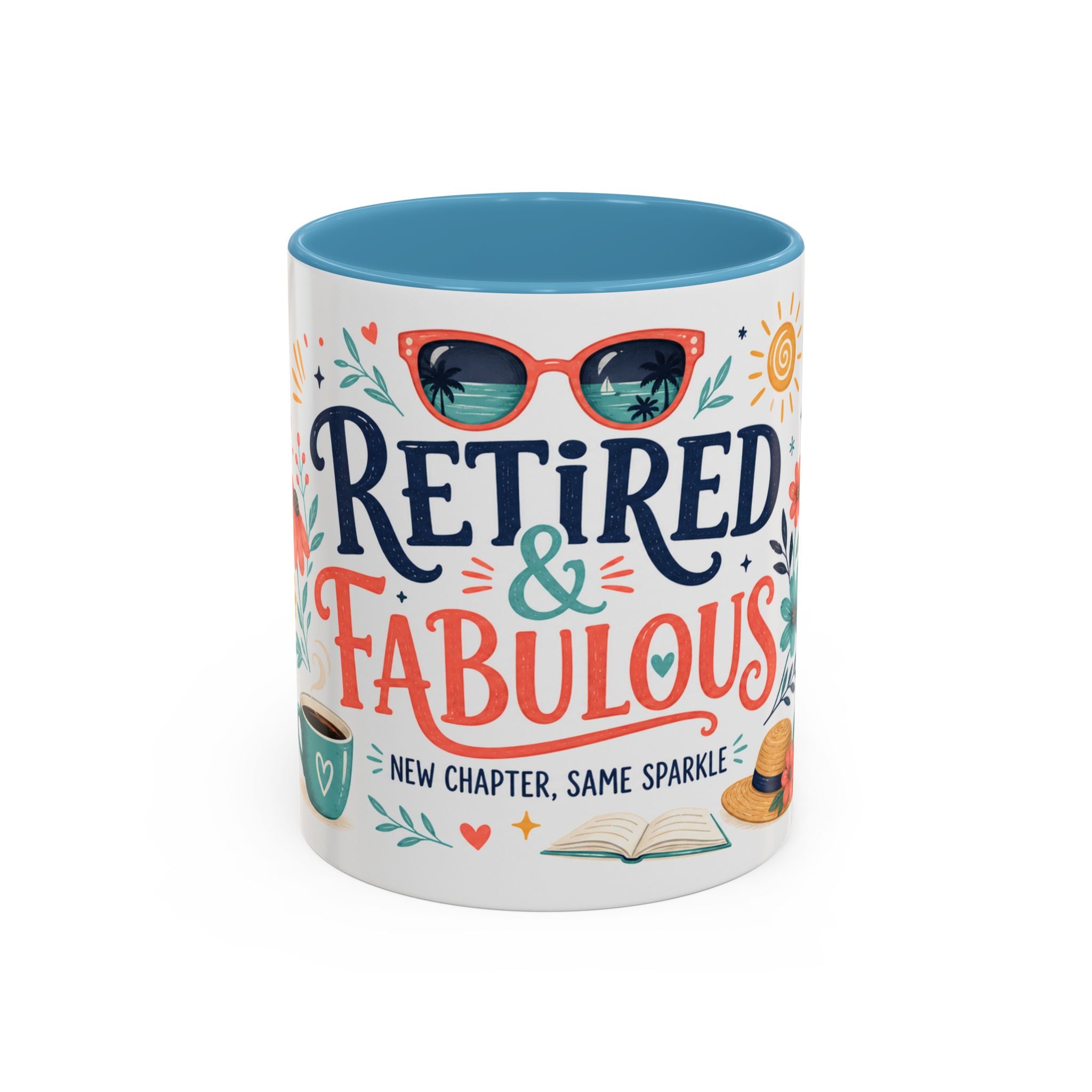 Retired And Fabulous Coffee Mug | Retirement Gift For Women Men | Accent Color Ceramic 11oz 15oz