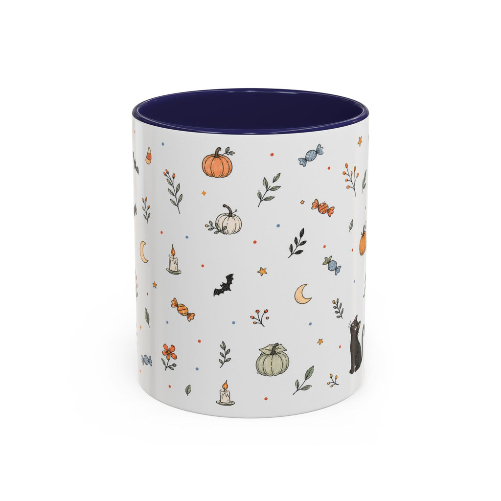 Halloween Party Mug | Ghost Black Cat Candy Watercolor Gift | Accent Cup 11oz 15oz