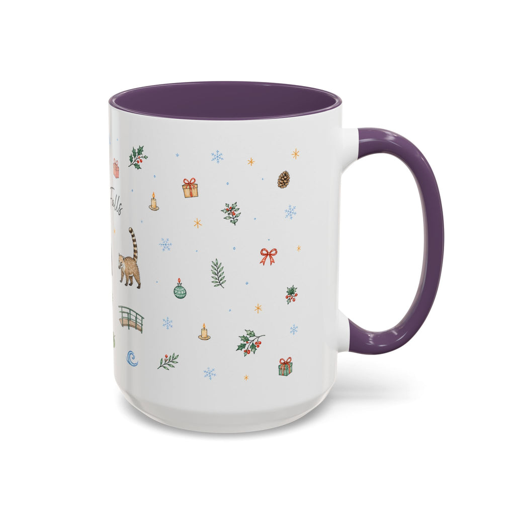 Iguazu Falls Christmas Mug | Watercolor Travel Souvenir | Holiday Gift | Accent Ceramic Coffee Cup 11oz 15oz