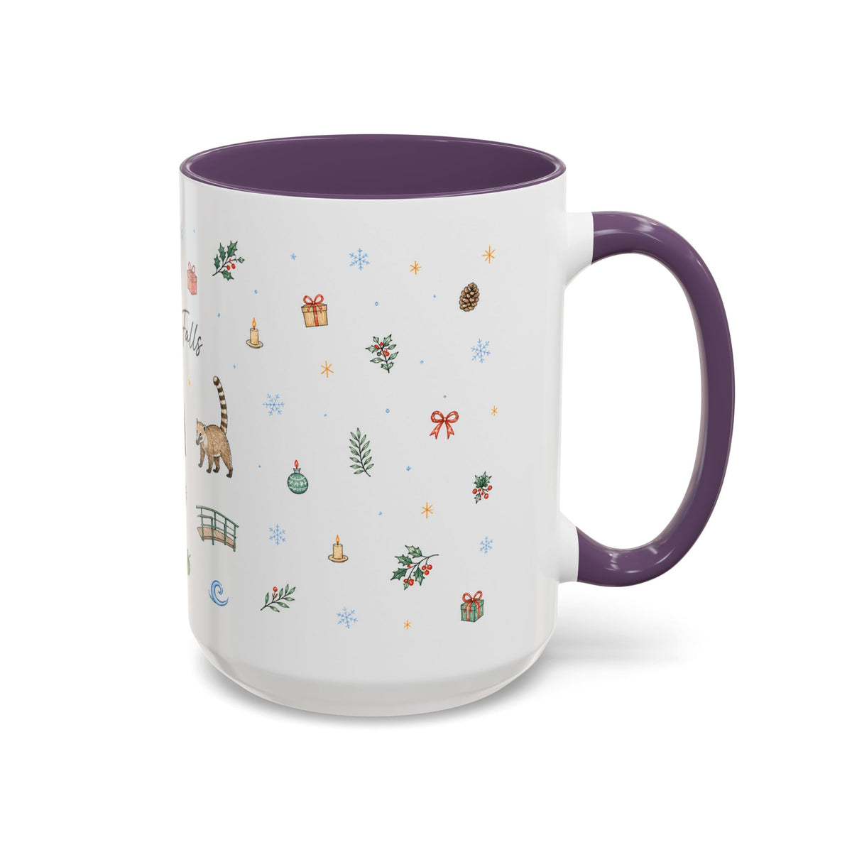Iguazu Falls Christmas Mug | Watercolor Travel Souvenir | Holiday Gift | Accent Ceramic Coffee Cup 11oz 15oz