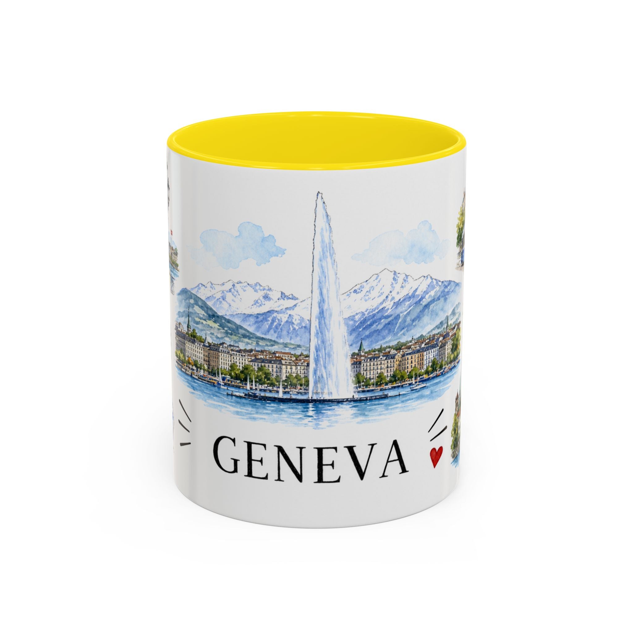 Geneva Illustrated Travel Mug | City Souvenir Accent Coffee Mug | 11oz 15oz Ceramic Cup