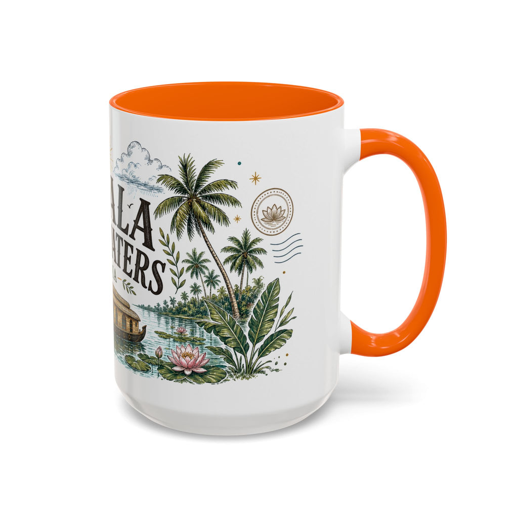 Kerala Backwaters Coffee Mug | Travel Destination Souvenir Gift | Accent Color Ceramic 11oz 15oz