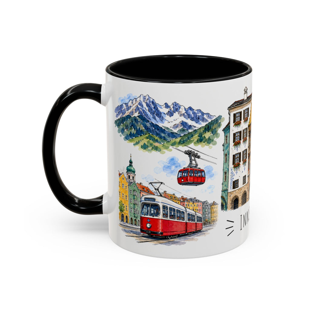 Innsbruck Illustrated Travel Mug | City Souvenir Accent Coffee Mug | 11oz 15oz Ceramic Cup