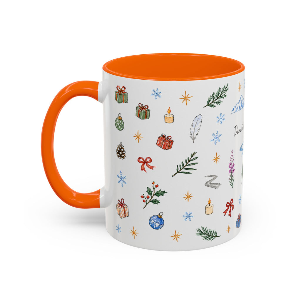 Denali National Park Christmas Mug | Watercolor Travel Souvenir | Holiday Gift | Accent Ceramic Coffee Cup 11oz 15oz