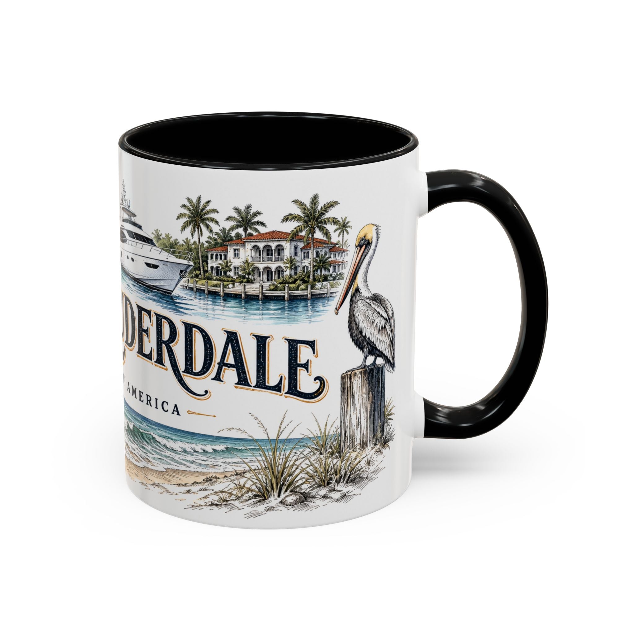 Fort Lauderdale Coffee Mug | United States Travel Souvenir | Vintage Illustrated City Gift | 11 oz 15 oz Accent Mug