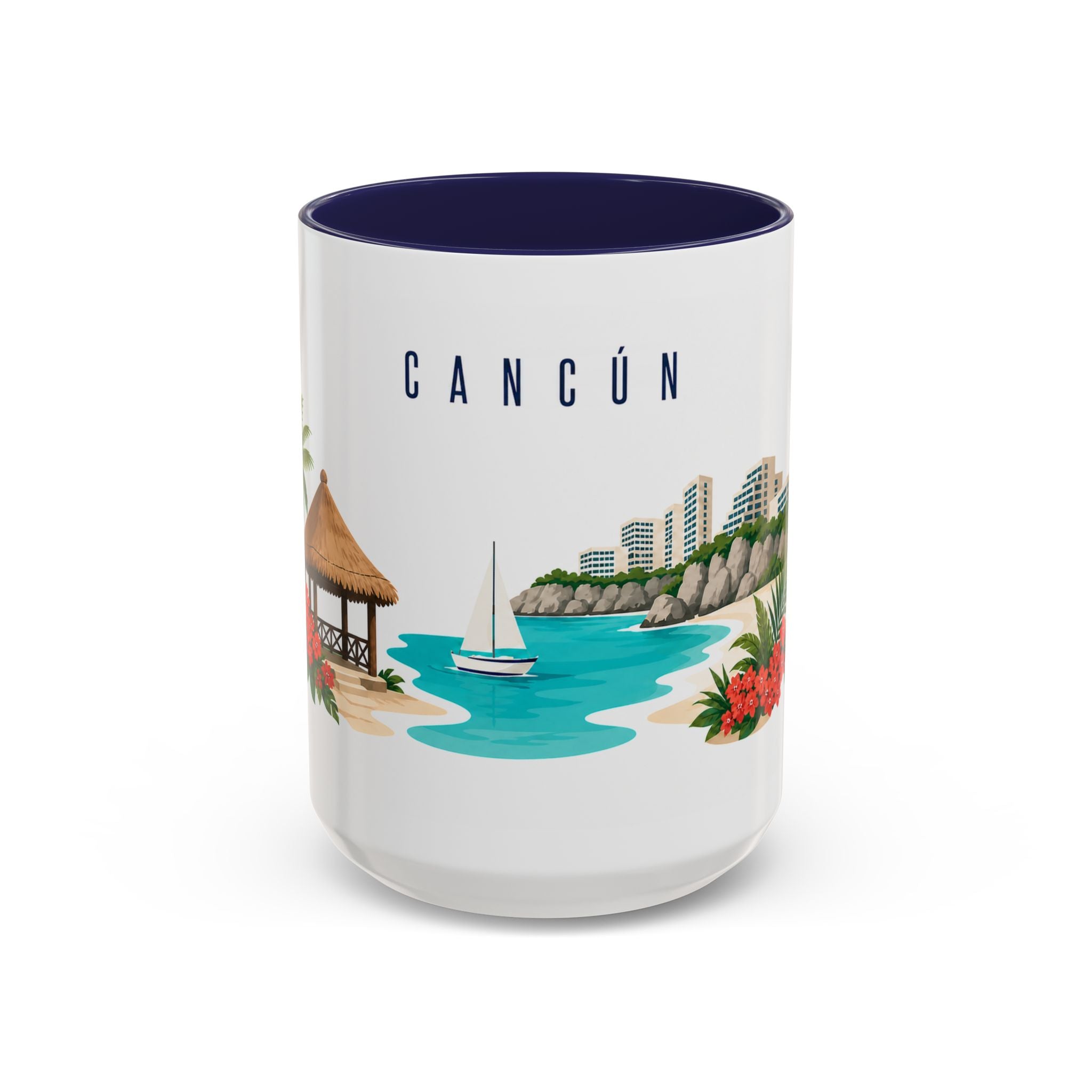 Cancún Coffee Mug | Mexico Travel Souvenir | Porcelain Decal City Gift | 11oz 15oz Accent Mug