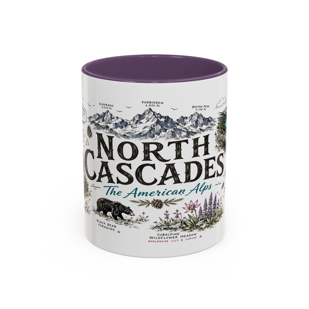 North Cascades National Park Coffee Mug | Washington Alpine Glacier Hiking Gift | Accent Color Ceramic 11oz 15oz
