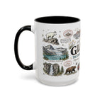 Glacier Coffee Mug | National Park Hiking Montana Gift | Accent Color Ceramic 11oz 15oz