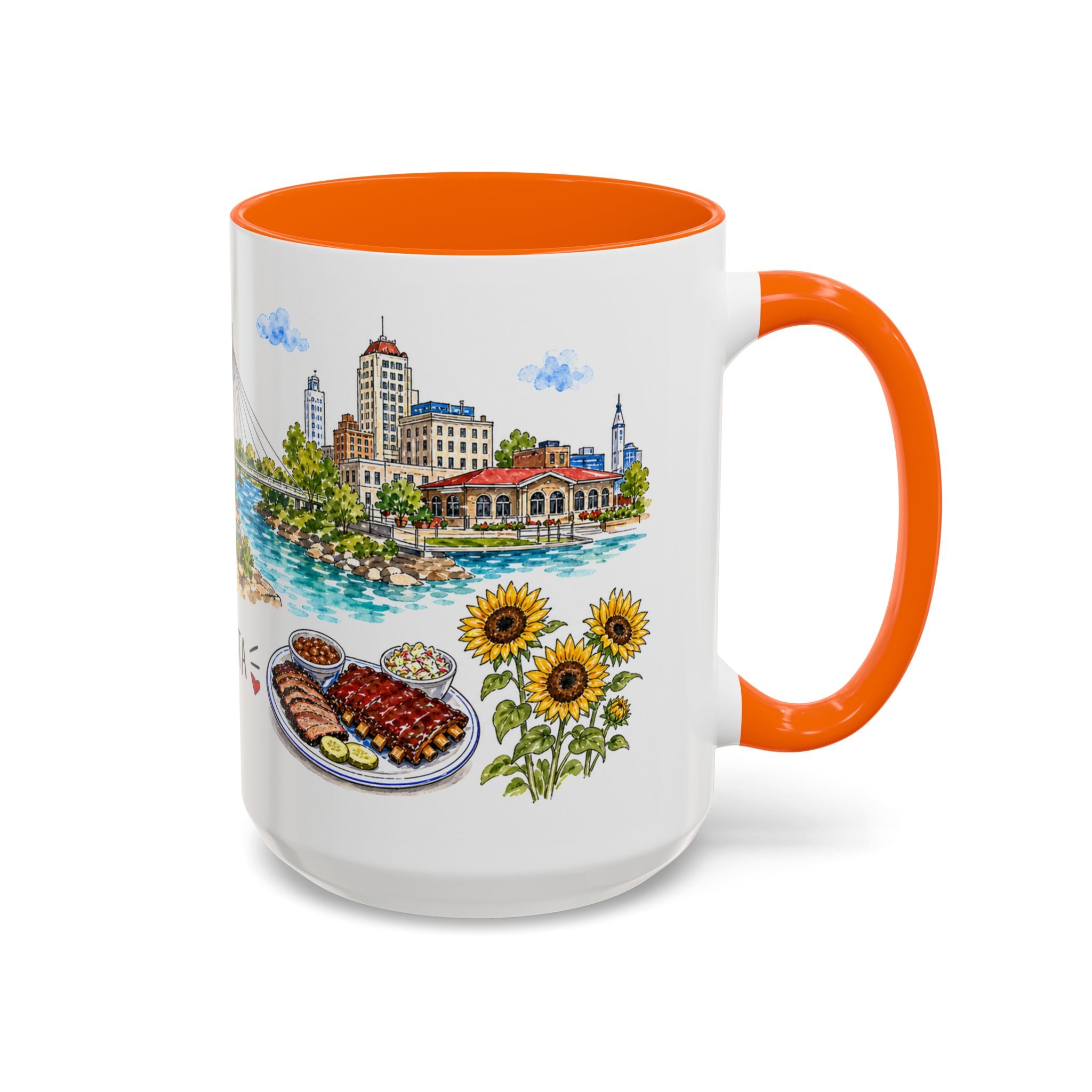 Wichita Illustrated Travel Mug | City Souvenir Accent Coffee Mug | 11oz 15oz Ceramic Cup