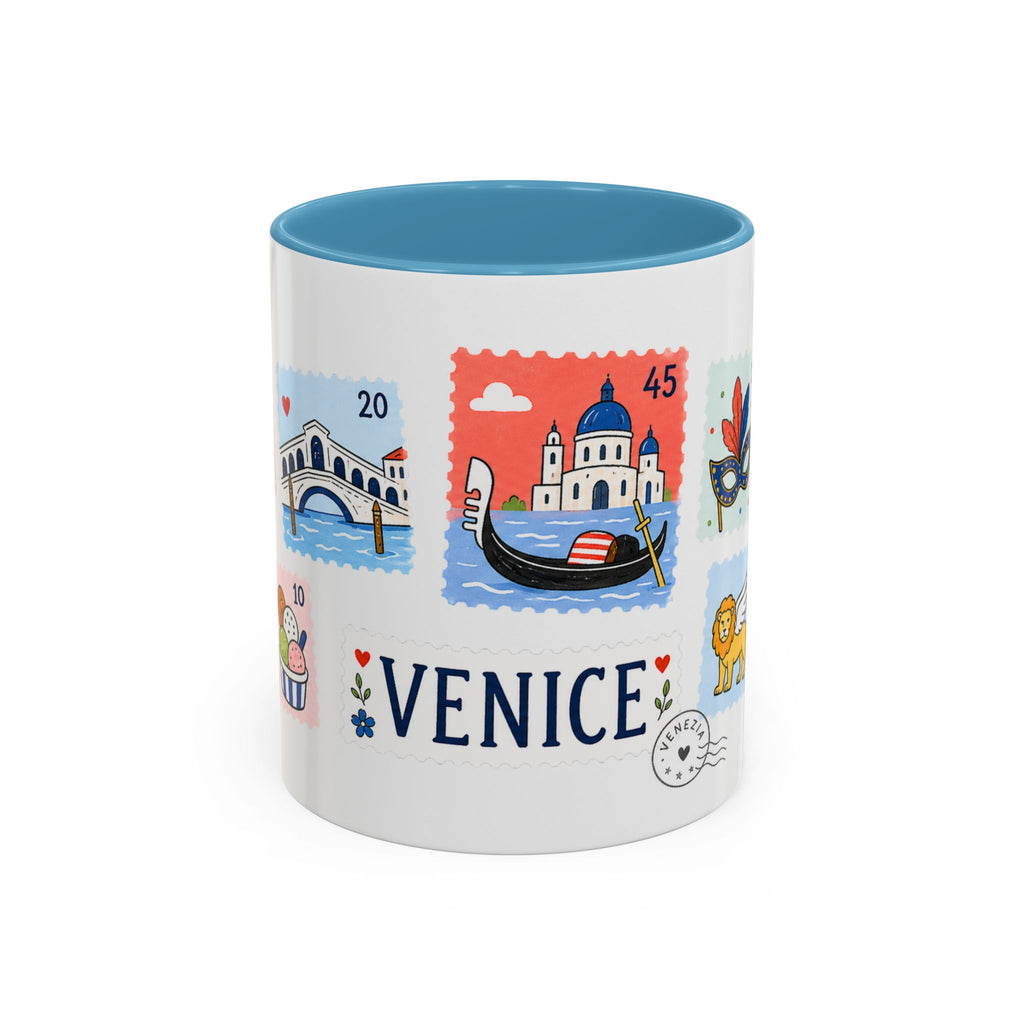 Venice Coffee Mug | Postage Stamp Collage Mug | Travel Souvenir Accent Cup 11oz 15oz