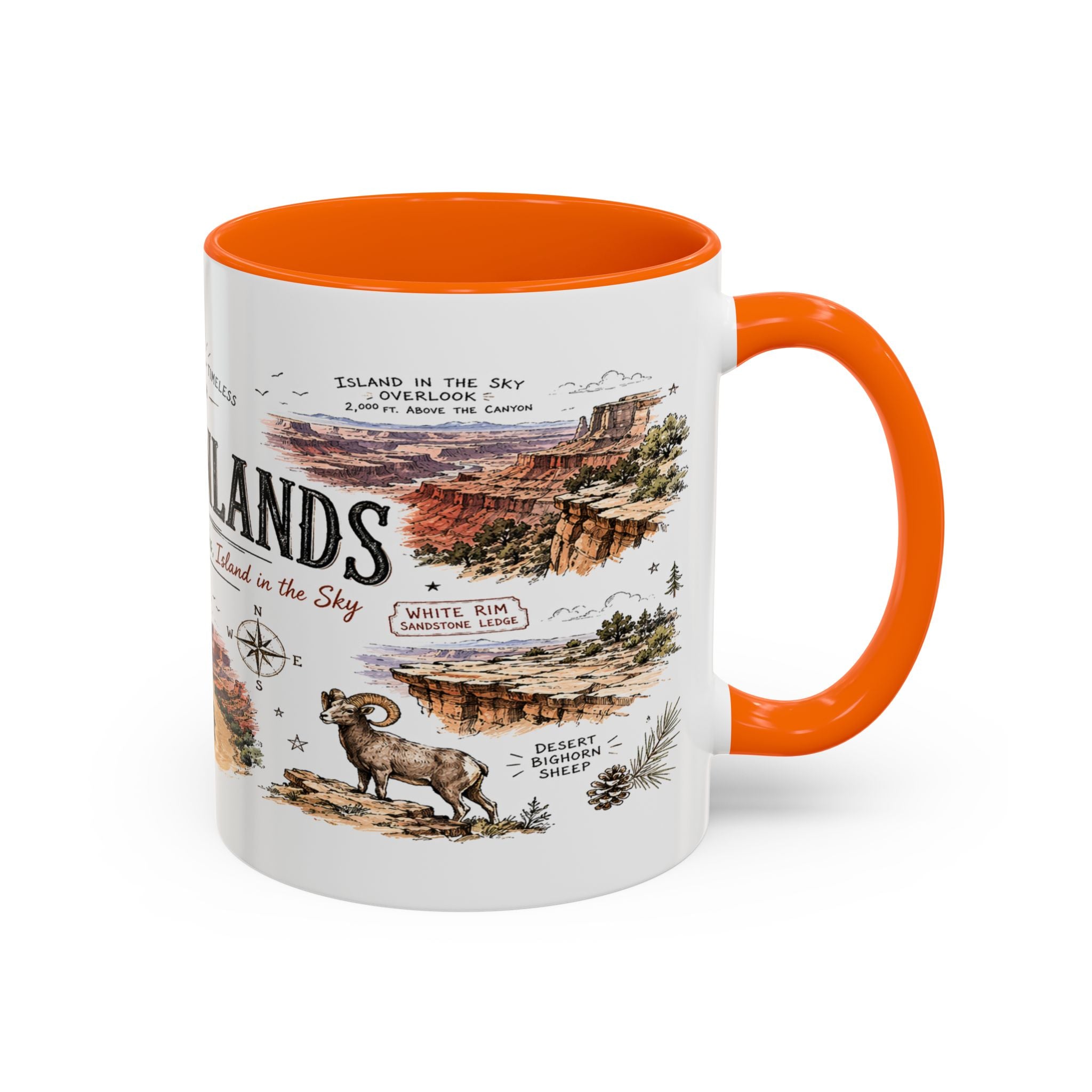 Canyonlands National Park Coffee Mug | Utah Red Rock Desert River Gift | Accent Color Ceramic 11oz 15oz