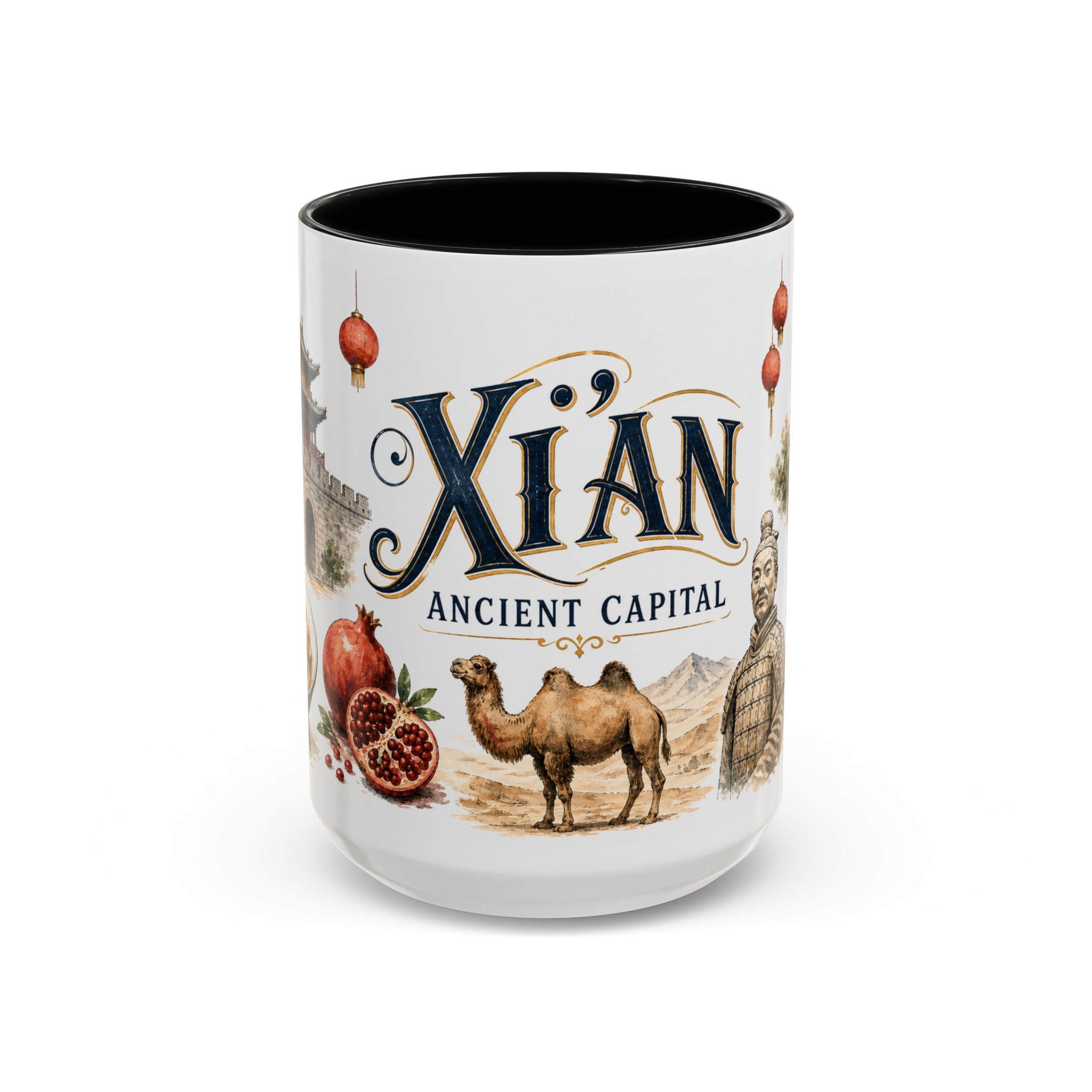 Xi'an Coffee Mug | China Travel Souvenir | Vintage Illustrated City Gift | 11 oz 15 oz Accent Mug