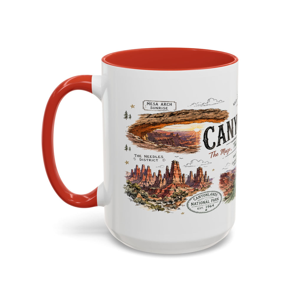 Canyonlands National Park Coffee Mug | Utah Red Rock Desert River Gift | Accent Color Ceramic 11oz 15oz