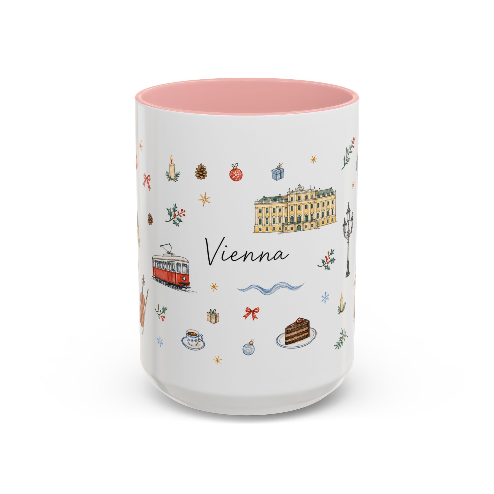 Vienna Christmas Mug | Watercolor Travel Souvenir | Holiday Gift | Accent Ceramic Coffee Cup 11oz 15oz