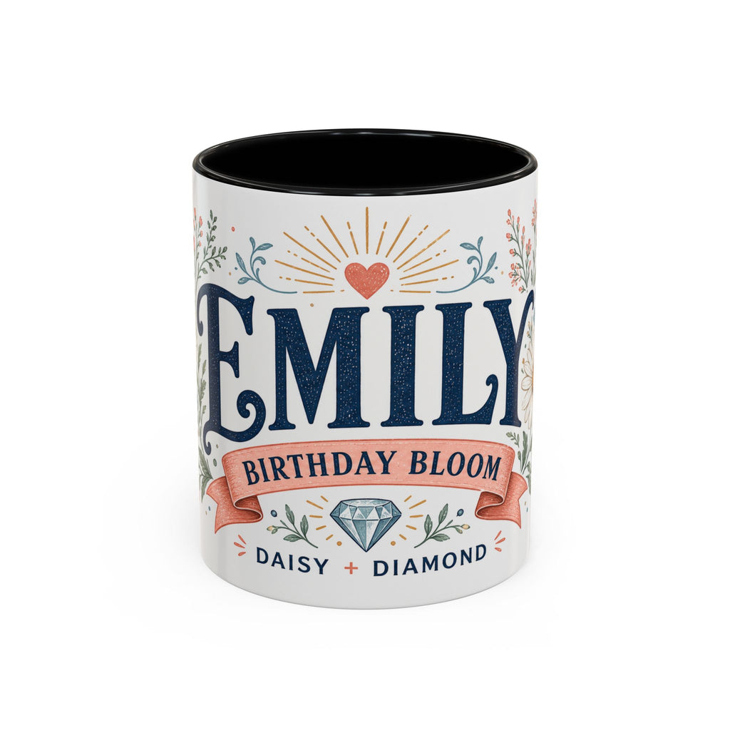 Personalized Name Birth Month Mug | Birth Flower Stone Birthday Gift | 11oz 15oz