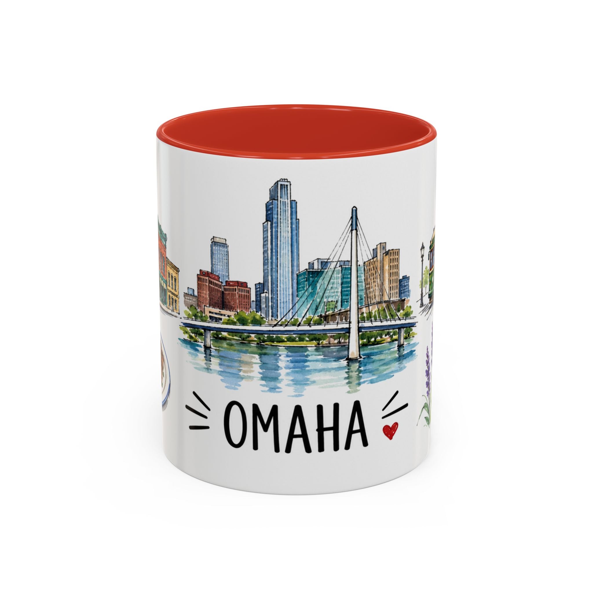 Omaha Illustrated Travel Mug | City Souvenir Accent Coffee Mug | 11oz 15oz Ceramic Cup