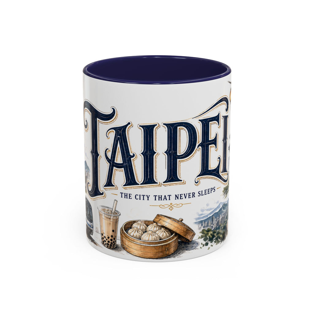 Taipei Coffee Mug | Taiwan Travel Souvenir | Vintage Illustrated City Gift | 11 oz 15 oz Accent Mug