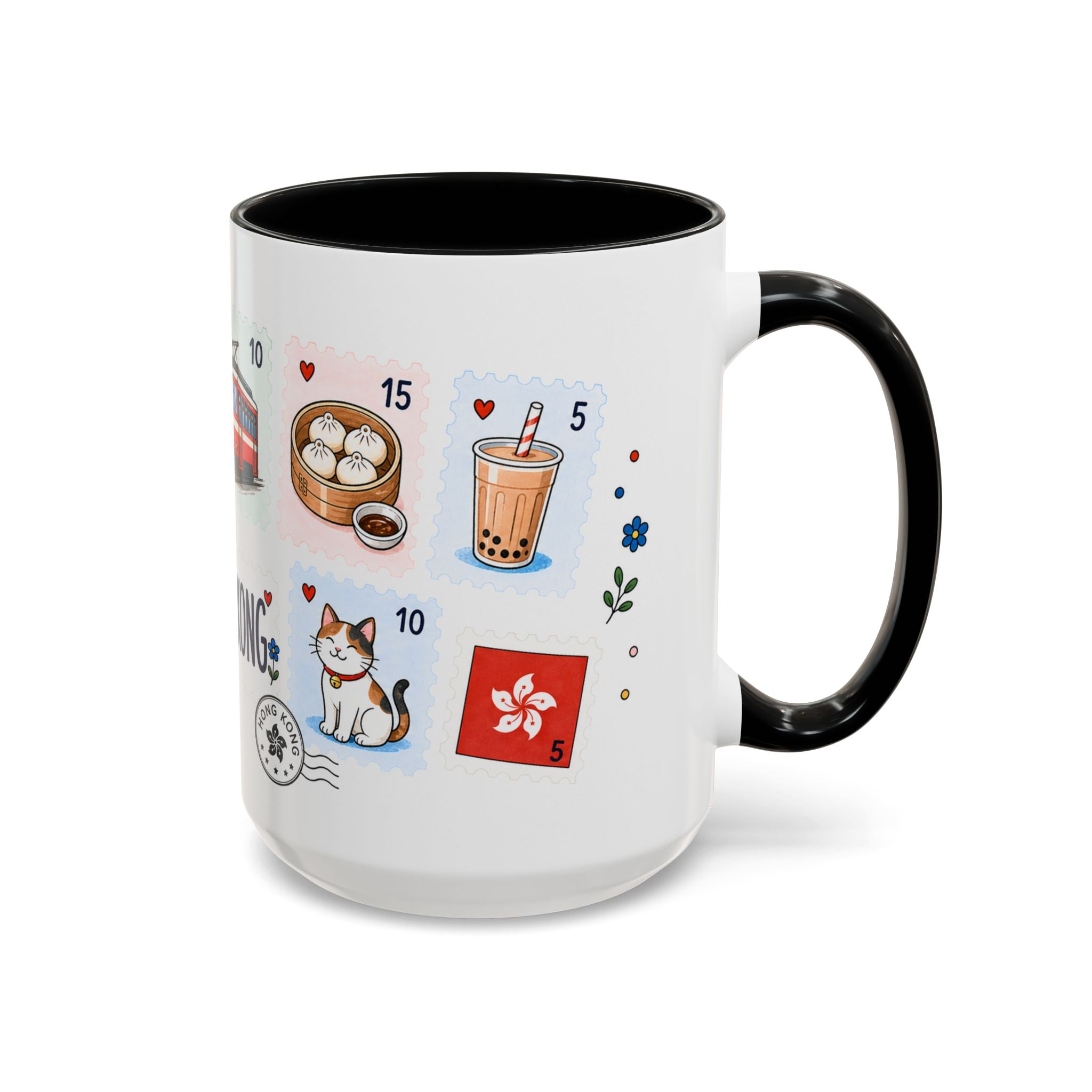 Hong Kong Coffee Mug | Postage Stamp Collage Mug | Travel Souvenir Accent Cup 11oz 15oz