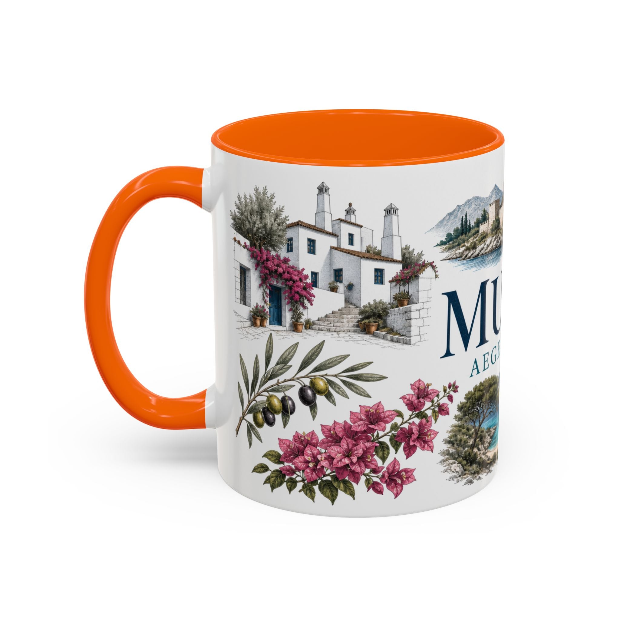 Mugla Coffee Mug | Turkey Travel Souvenir | Vintage Illustrated City Gift | 11 oz 15 oz Accent Mug