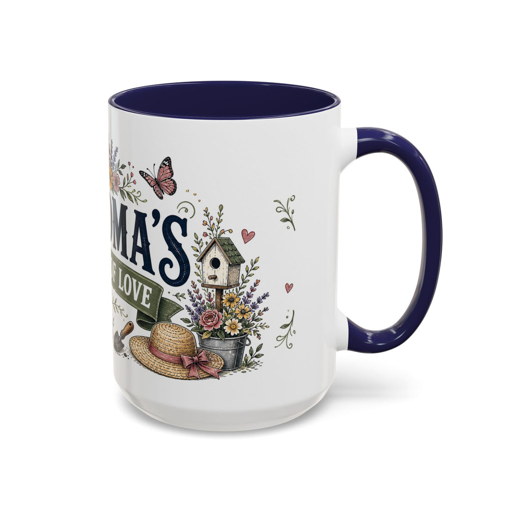 Grandma's Garden Of Love Coffee Mug | Gift From Grandkids | Accent Color Ceramic 11oz 15oz