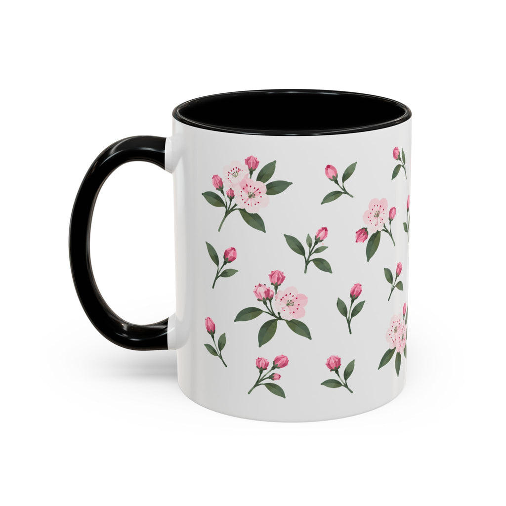 Connecticut Mountain Laurel Mug, State Flower Floral Coffee Cup, 11oz Botanical Gift