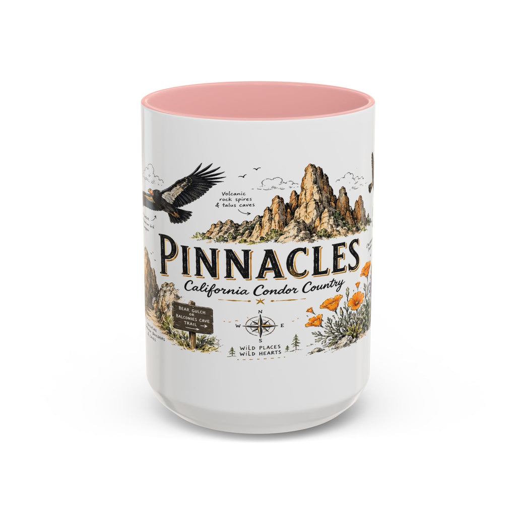 Pinnacles National Park Coffee Mug | California Rock Climbing Condor Gift | Accent Color Ceramic 11oz 15oz