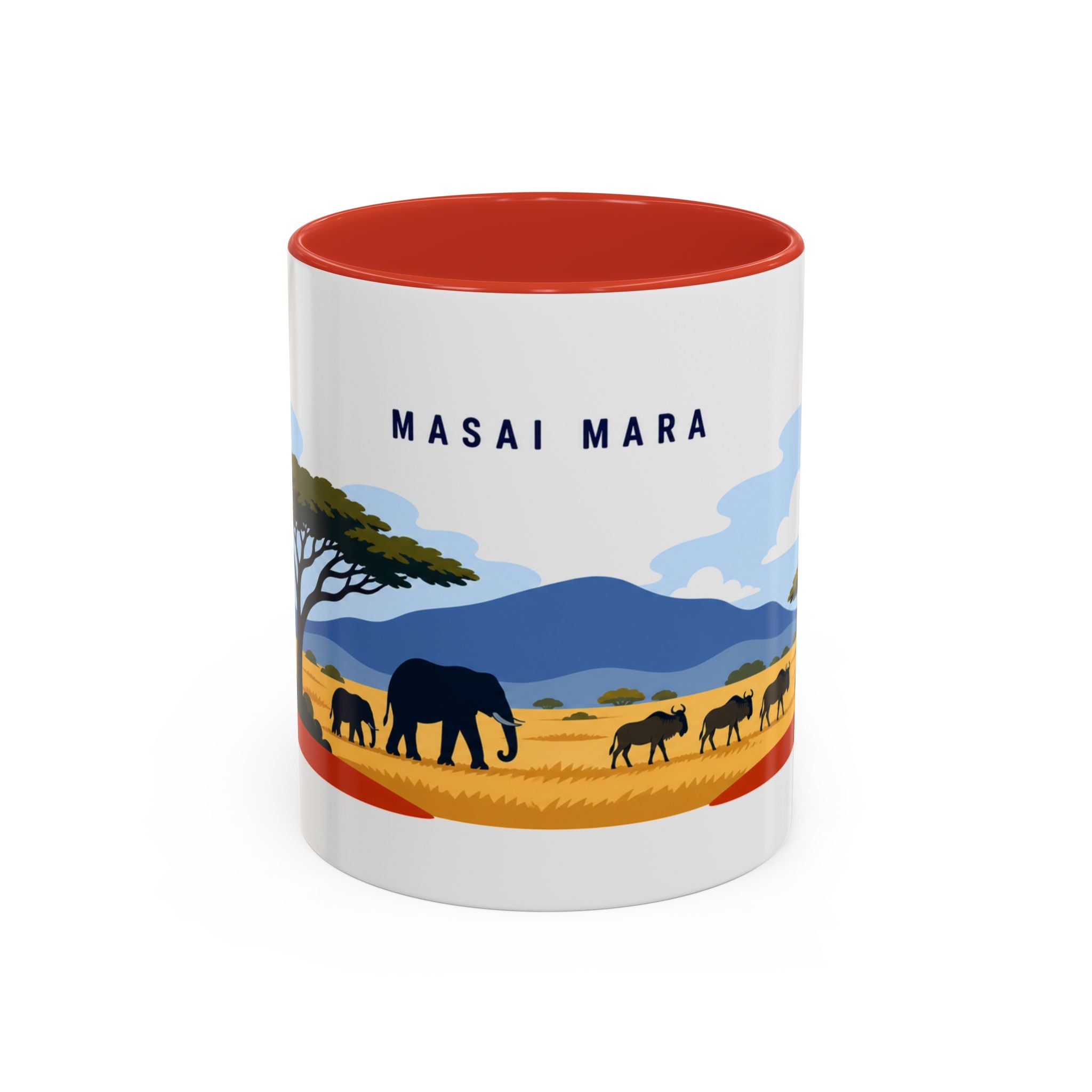 Masai Mara Coffee Mug | Travel Destination Souvenir Gift | Accent Color Ceramic 11oz 15oz