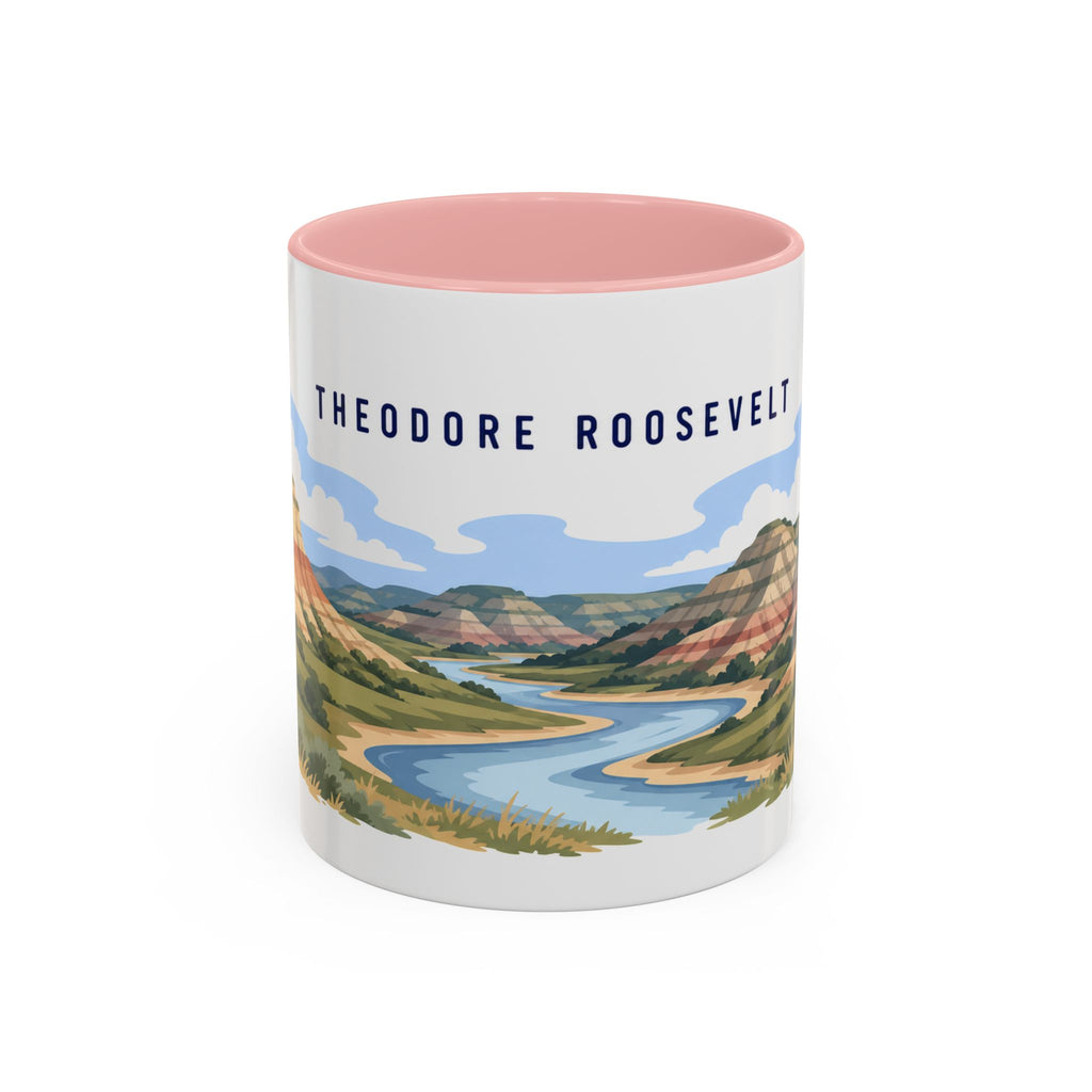 Theodore Roosevelt National Park Coffee Mug | Solid Color Block Park Souvenir | 11oz 15oz Accent Mug