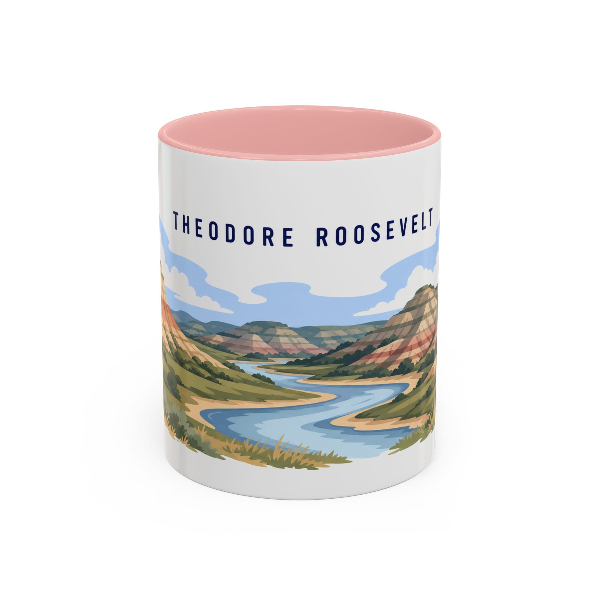 Theodore Roosevelt National Park Coffee Mug | Solid Color Block Park Souvenir | 11oz 15oz Accent Mug