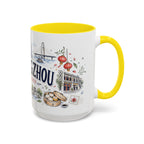 Guangzhou Coffee Mug | China Souvenir Travel Gift | Accent Color Ceramic 11oz 15oz