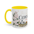 Connecticut State Map Mug | Botanical Accent Coffee Cup (11oz 15oz)