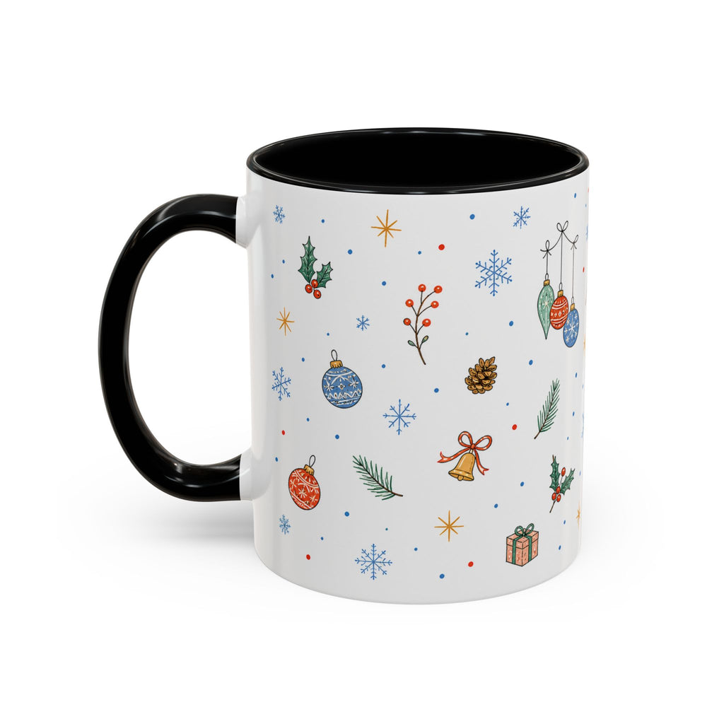 Christmas Ornament Mug | Snowflake Watercolor Holiday Gift | Accent Cup 11oz 15oz