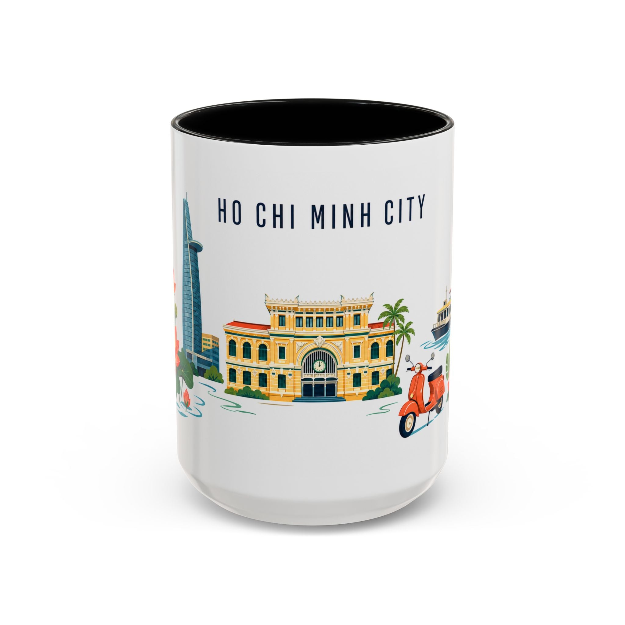 Ho Chi Minh City Coffee Mug | Vietnam Travel Souvenir | Porcelain Decal City Gift | 11oz 15oz Accent Mug