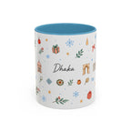 Dhaka Christmas Mug | Watercolor Travel Souvenir | Holiday Gift | Accent Ceramic Coffee Cup 11oz 15oz