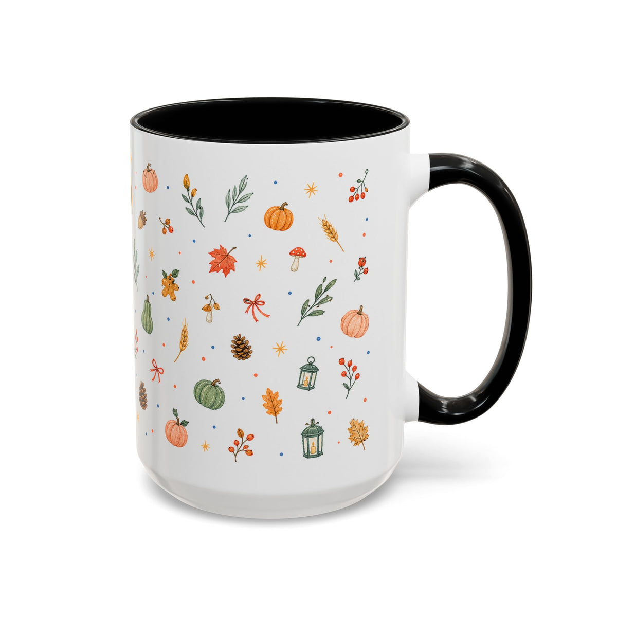 Thanksgiving Mug | Watercolor Autumn Harvest Gift | Pumpkin Leaf Accent Coffee Cup 11oz 15oz