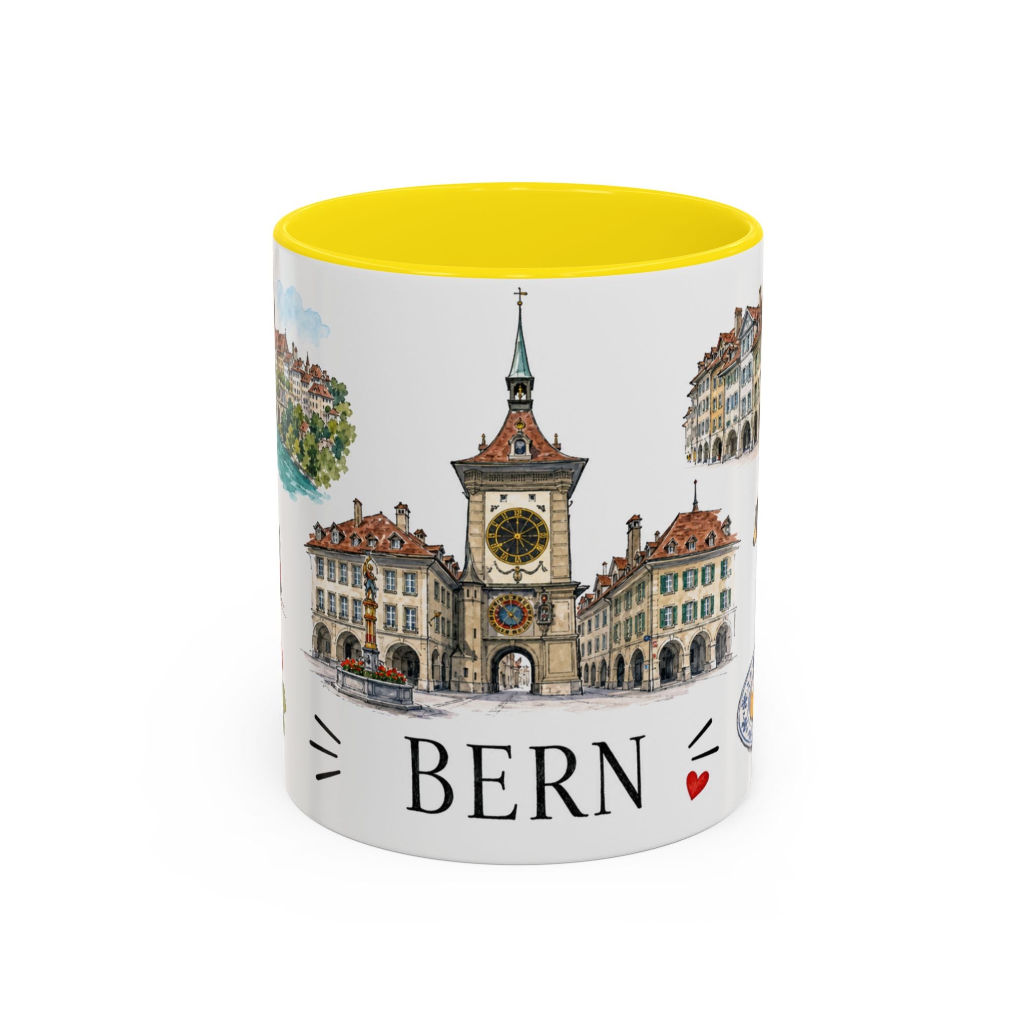 Bern Illustrated Travel Mug | City Souvenir Accent Coffee Mug | 11oz 15oz Ceramic Cup
